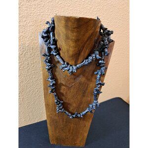 Vintage Pajaro Oaxacan Mexican Black Clay Pottery Bird Necklace Fetish